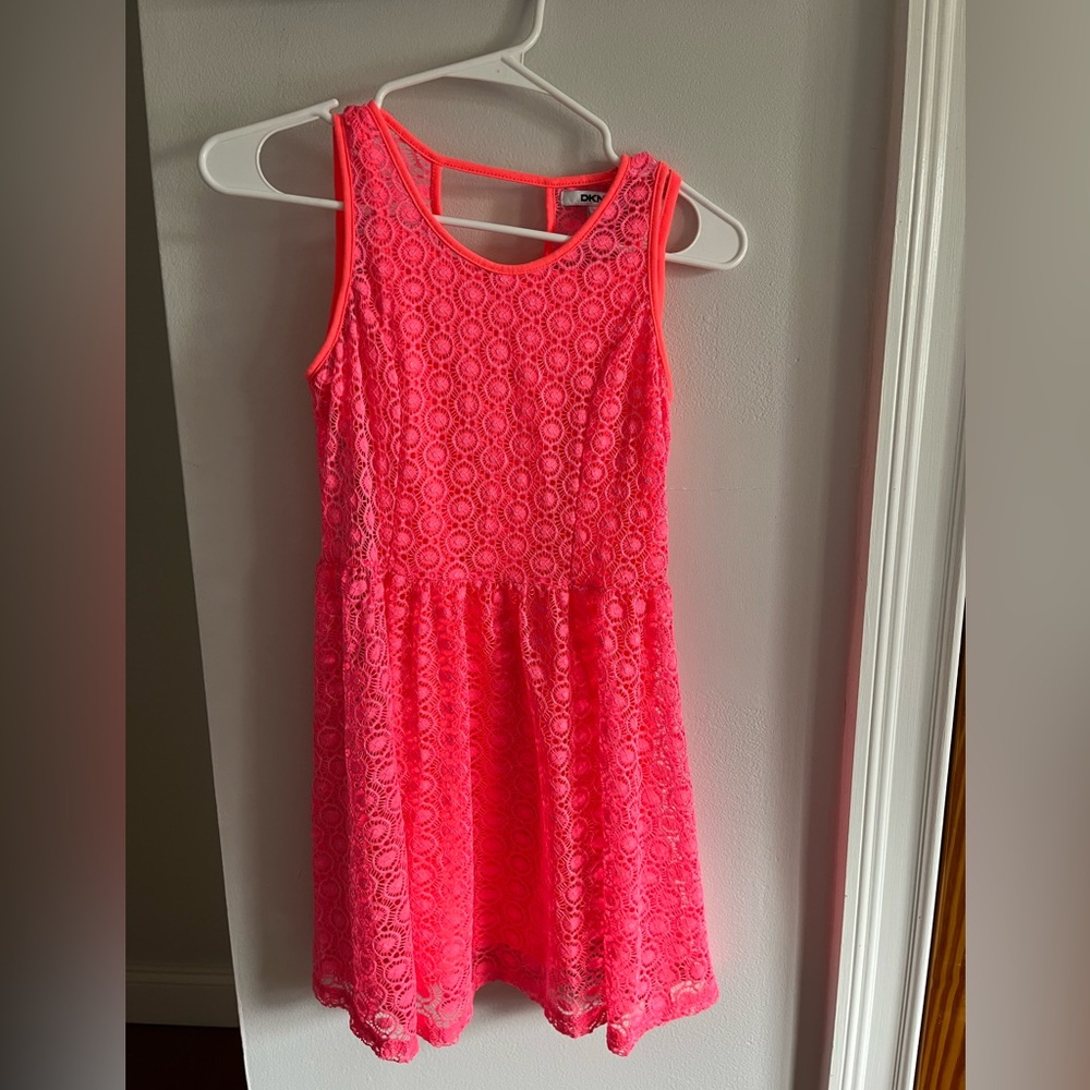DKNY coral lace 2 piece dress girls L
